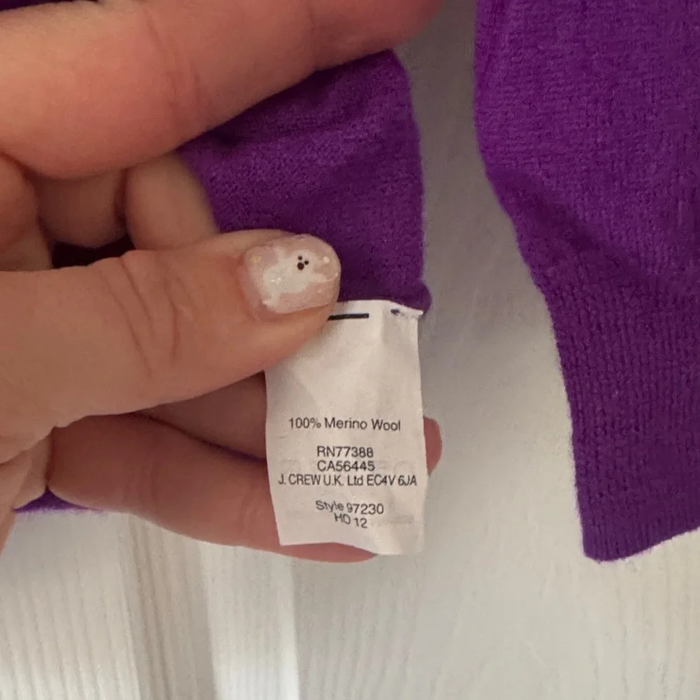 J. Crew Vibrant Purple Crew Neck Merino Wool Sweater - Picture 3 of 4